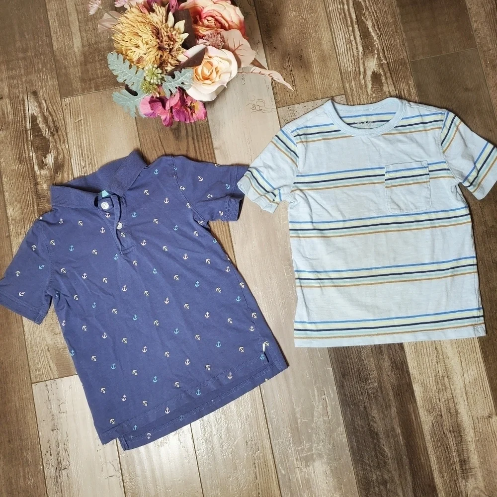 Carter's & Garanimals Boys Size 5 Casual Blue Short Sleeve Shirt Bundle EUC